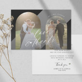 Moderne Schwarz-weiße Foto-Hochzeit Dankeskarte