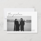 Moderne Schwarz-weiße Foto-Hochzeit Dankeskarte (Vorderseite)