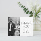 Moderne Schwarz-weiße Foto Hochzeit Vielen Dank Postkarte (Stehend Vorderseite)