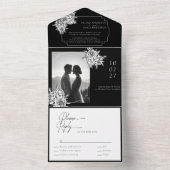 Moderne Schwarz-weiße Foto-Kalligraphie All In One Einladung (Innen)