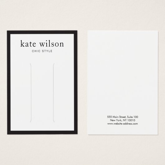 Moderne Schwarz-weiße Frisur-Clip-Karte (Vorne & Hinten)