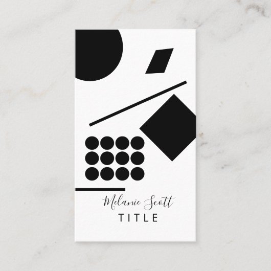 Moderne Schwarz-weiße Geometrie-Linien Visitenkarte (Vorderseite)