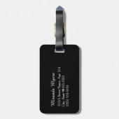 Moderne Schwarz-weiße Girl-Monogramm mit Namen Gepäckanhänger (Rückseite vertikal)