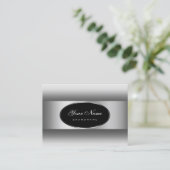 Moderne schwarz-weiße, glänzende Silberdecke Visitenkarte (Stehend Vorderseite)