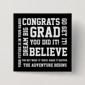 Moderne Schwarz-weiße Glückwunsch Grad Sie getan Button (Vorderseite)