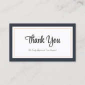Moderne Schwarz-weiße Gold Dankeschön Card Visitenkarte (Vorderseite)