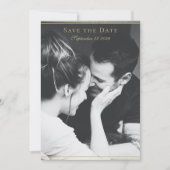 Moderne Schwarz-weiße Goldhochzeit mit Blumenreath Save The Date (Vorderseite)