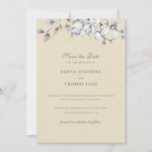 Moderne Schwarz-weiße Goldhochzeit mit Blumenreath Save The Date (Rückseite)