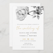 Moderne Schwarz-weiße Goldmedaille handGezeichnet  Einladung (Vorne/Hinten)