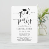Moderne Schwarz-weiße Graduierungspartei für Drehb Einladung (Stehend Vorderseite)