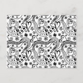 Moderne Schwarz-weiße Hand gezeichnet abstrakte He Postkarte (Vorderseite)