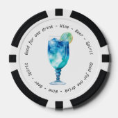 Moderne Schwarz-weiße Hawaiianische Trinkgutschein Pokerchips (Vorderseite)