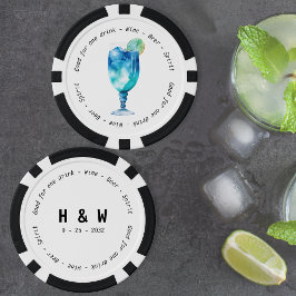 Moderne Schwarz-weiße Hawaiianische Trinkgutschein Pokerchips