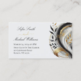 Moderne Schwarz-weiße Hochzeit - Botanisch - Visitenkarte