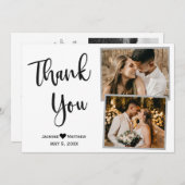 Moderne Schwarz-weiße Hochzeit Danke Collage Card (Vorne/Hinten)