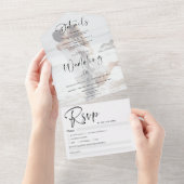 Moderne Schwarz-weiße Hochzeit des Fotos All In One Einladung (Abreißen)