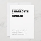 Moderne Schwarz-weiße Hochzeit Einladung (Vorderseite)