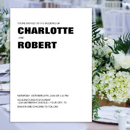 Moderne Schwarz-weiße Hochzeit Einladung