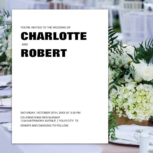 Moderne Schwarz-weiße Hochzeit Einladung