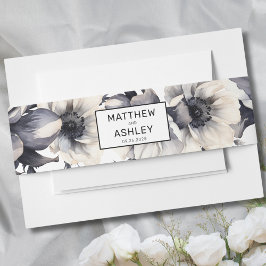 Moderne Schwarz-weiße Hochzeit Einladungsbanderole