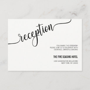 Moderne Schwarz-weiße Hochzeit EMPFANG Begleitkarte