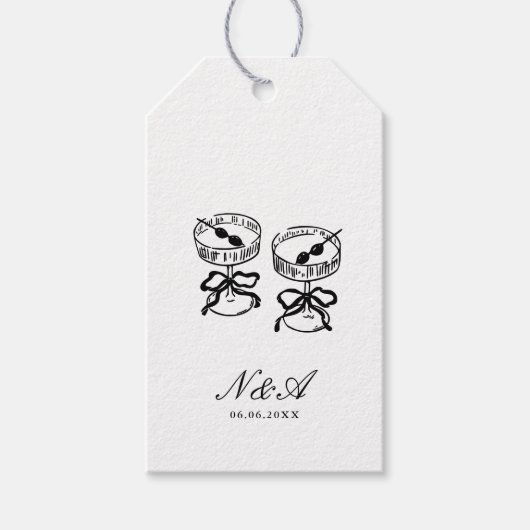 Moderne Schwarz-weiße Hochzeit Geschenkanhänger (Vorderseite)