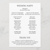 Moderne schwarz-weiße Hochzeit in Bold Programm (Rückseite)