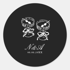 Moderne Schwarz-weiße Hochzeit Runder Aufkleber