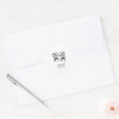 Moderne Schwarz-weiße Hochzeit Runder Aufkleber (Umschlag)