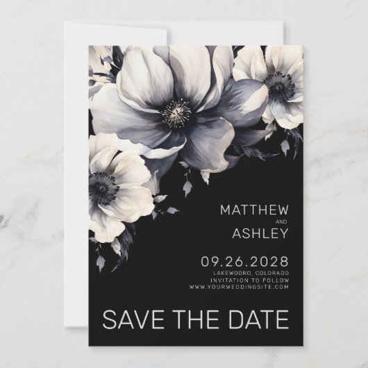 Moderne Schwarz-weiße Hochzeit Save The Date (Vorderseite)