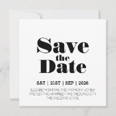 Moderne Schwarz-weiße Hochzeit Save The Date (Vorderseite)