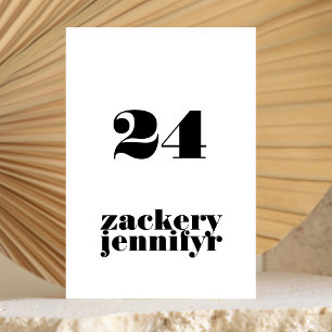 Moderne Schwarz-weiße Hochzeit Tischnummer