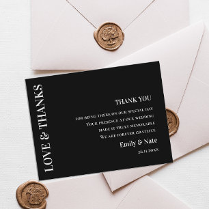 Moderne Schwarz-weiße Hochzeit Vielen Dank Postkarte