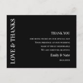 Moderne Schwarz-weiße Hochzeit Vielen Dank Postkarte (Vorderseite)