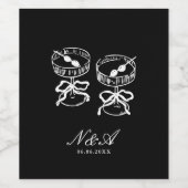 Moderne Schwarz-weiße Hochzeit Weinetikett (Einzelnes Label)