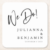 Moderne Schwarz-weiße Hochzeiten machen wir elegan Rechteckiger Pappuntersetzer (Vorderseite)