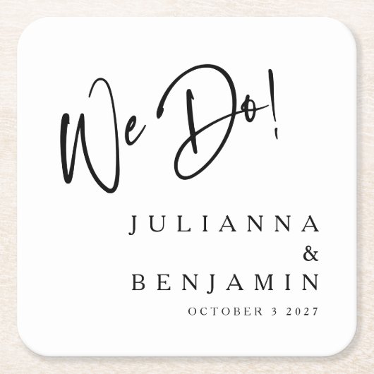 Moderne Schwarz-weiße Hochzeiten machen wir elegan Rechteckiger Pappuntersetzer (Vorderseite)