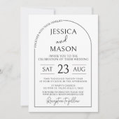 Moderne, schwarz-weiße Hochzeitsfeier Einladung (Vorderseite)