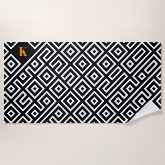 Moderne Schwarz-weiße Hochzeitsfeier Gefallen Bade Strandtuch (Vorderseite)