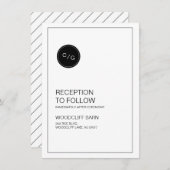 Moderne, schwarz-weiße Hochzeitskarte Einladung (Vorne/Hinten)