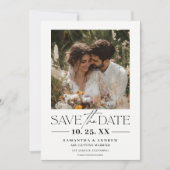 Moderne Schwarz-weiße Hochzeitsschrift Save The Date (Vorderseite)