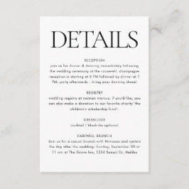 Moderne Schwarz-weiße Informationen zu Hochzeitgäs Begleitkarte