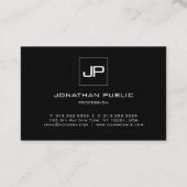 Moderne Schwarz-weiße Initialvorlagen Beruflich Visitenkarte (Rückseite)