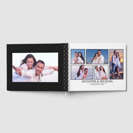 Moderne Schwarz-weiße Instagram-Fotocollage Gästebuch (Voll)