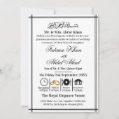 Moderne Schwarz-weiße islamische Nikah-Hochzeit Einladung (Vorderseite)