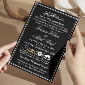 Moderne Schwarz-weiße islamische Nikah-Hochzeit Einladung