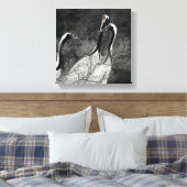 Moderne schwarz-weiße japanische Krane Leinwanddruck (Insitu (Schlafzimmer))