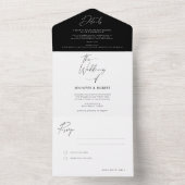 Moderne Schwarz-weiße Kalligrafie All In One Einladung (Innen Boden)