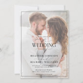 Moderne Schwarz-weiße Kalligraphie Vellum 3 Foto Einladung (Vorderseite)