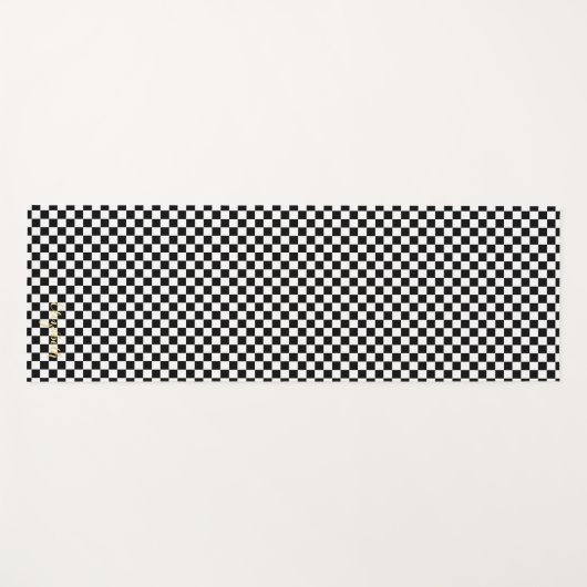 Moderne, Schwarz-weiße, kontrollierte Monogrammübu Yogamatte (Vorderseite (Horizontal))